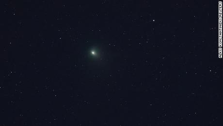 A view of the green comet named C/2022 E3 (ZTF) over Kryoneri, Greece, on Wednesday. 