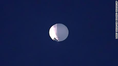 A high altitude balloon floats over Billings, Mont., on Wednesday, Feb. 1, 2023. The U.S. is tracking a suspected Chinese surveillance balloon that has been spotted over U.S. airspace for a couple days, but the Pentagon decided not to shoot it down due to risks of harm for people on the ground, officials said Thursday. (Larry Mayer/The Billings Gazette via AP)