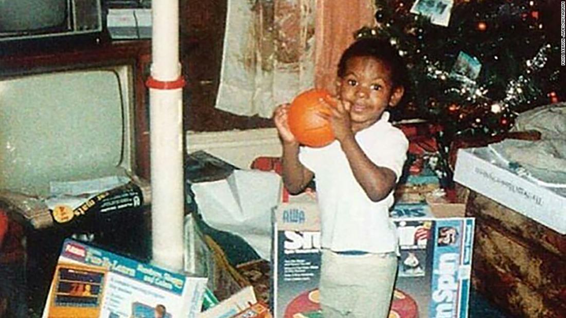 A young James plays on a toy basketball hoop at Christmas time. &quot;I guess I was kinda born to do this,&quot; &lt;a href=&quot;https://www.instagram.com/p/BOdrACuhUxO/&quot; target=&quot;_blank&quot;&gt;he said on Instagram&lt;/a&gt;.