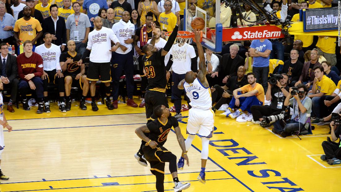 James runs down Golden State&#39;s Andre Iguodala on a play in the 2016 NBA Finals that became known simply as &quot;The Block.&quot; The defensive play, late in Game 7, helped lift the Cavaliers past the Warriors in what was a rematch from the year before.