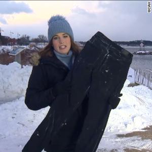 Jeans frozen 'rock solid' in minutes during cold blast