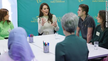 Kate chats with students at the University of Leeds to hear their perspectives on her &quot;Shaping Us&quot; campaign. 