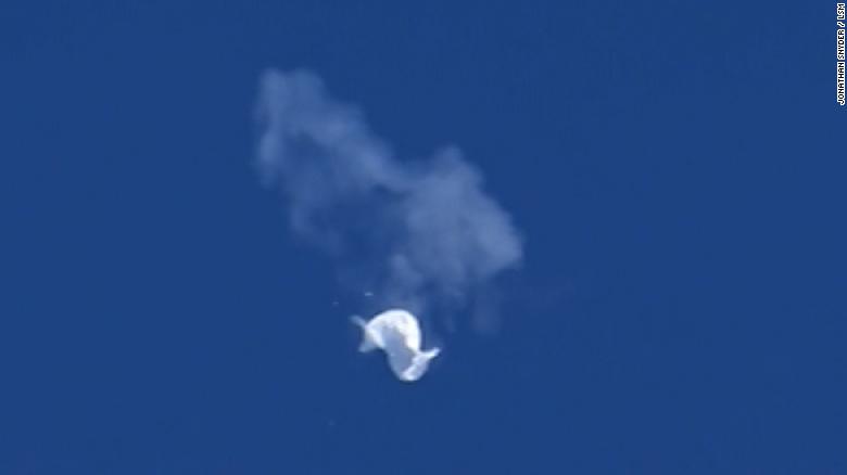 Video shows moment US missile hits Chinese spy balloon