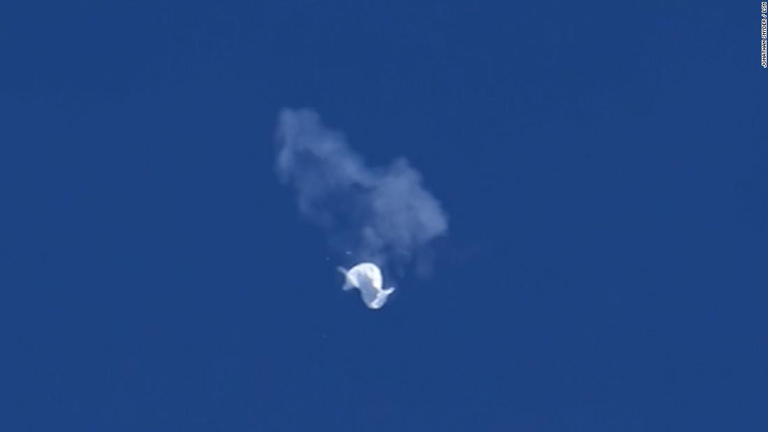 Moment US missile hits Chinese spy balloon captured on video