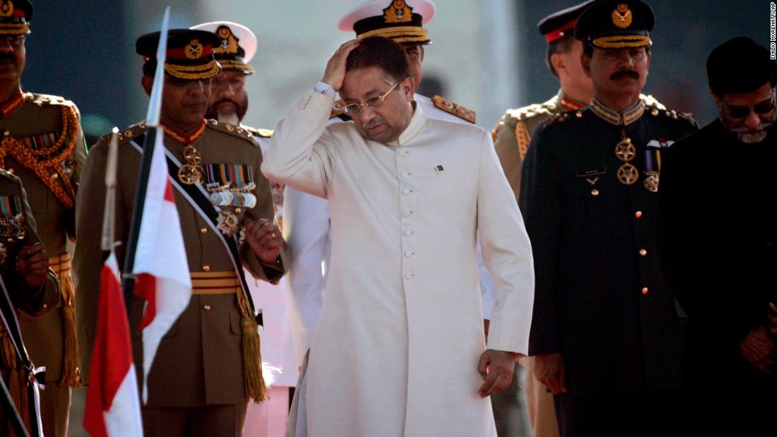 Musharraf attends the Pakistan National Day parade in March 2008. In November 2007, he declared a state of emergency, suspended Pakistan&#39;s constitution, replaced the chief judge and blacked out independent TV outlets.