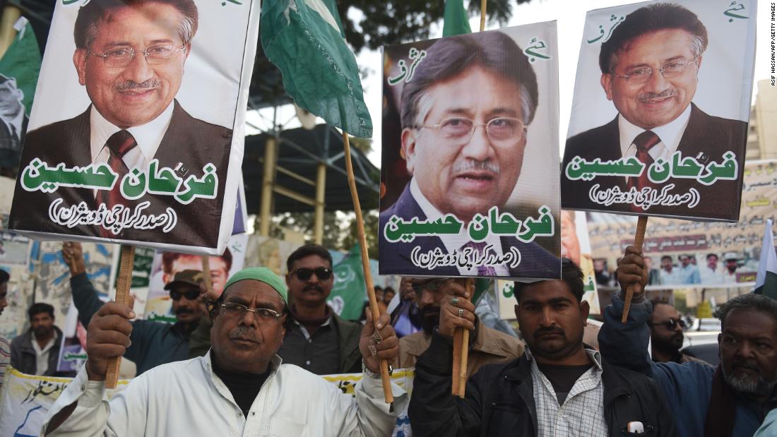 Musharraf supporters carry placards during a protest in Karachi following a special court&#39;s verdict in December 2019. Musharraf, living in self-imposed exile in Dubai, was &lt;a href=&quot;https://www.cnn.com/2019/12/17/asia/pervez-musharraf-death-sentence-pakistan-intl-hnk/index.html&quot; target=&quot;_blank&quot;&gt;sentenced to death&lt;/a&gt; in absentia after a three-member special court in Islamabad convicted him of violating the constitution by unlawfully declaring emergency rule while he was in power. &lt;a href=&quot;https://www.cnn.com/2020/01/13/middleeast/pervez-musharraf-pakistan-death-sentence-overturned-intl/index.html&quot; target=&quot;_blank&quot;&gt;This ruling was overturned&lt;/a&gt; in 2020.