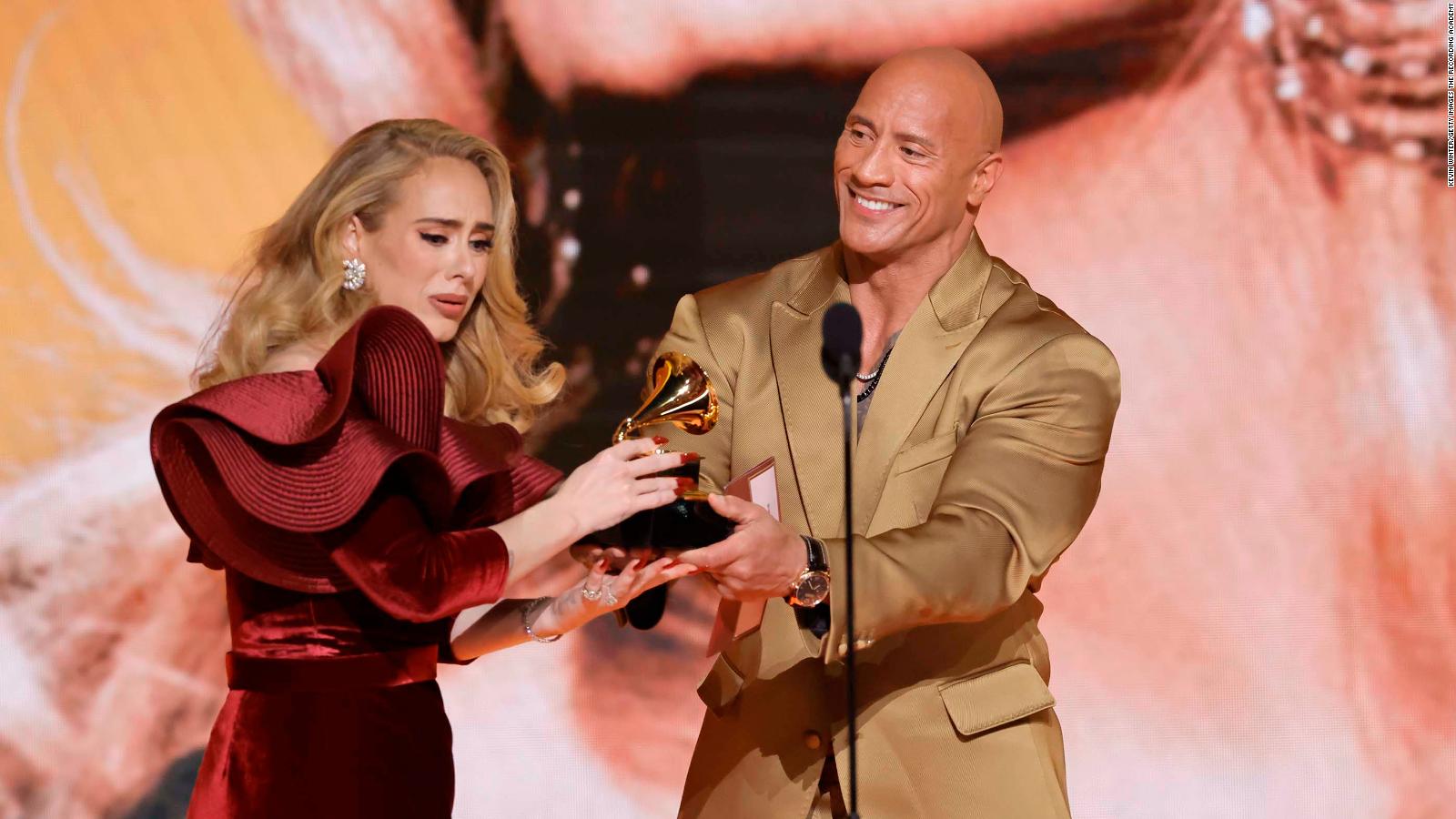 The Rock made Adele's dream come true at the Grammys CNN