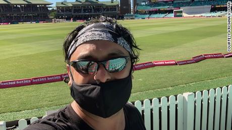 Krishna Kumar attends the 2021 test match between Australia and India in Sydney.