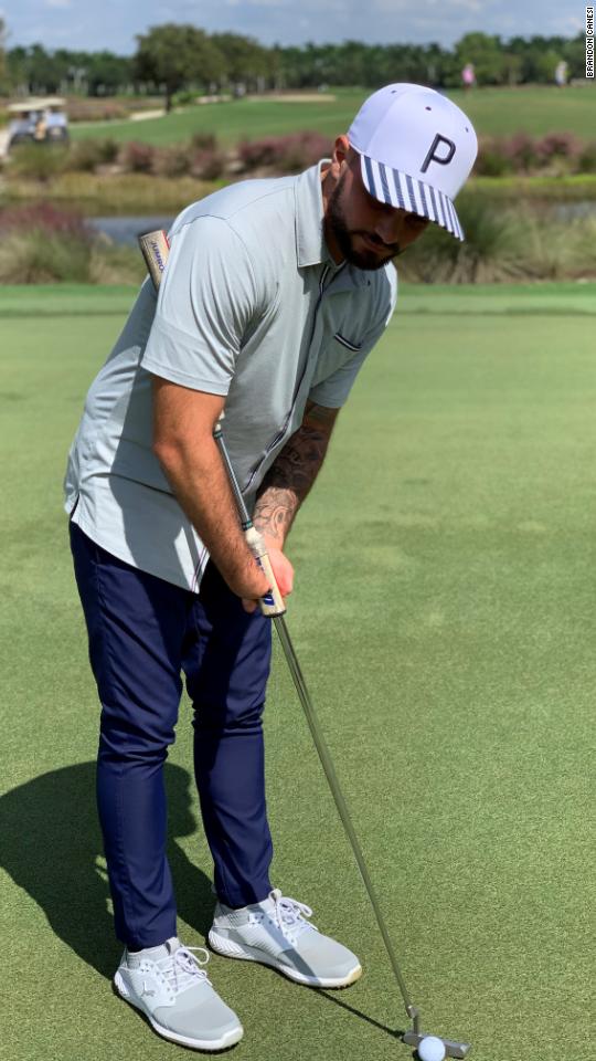 Canesi&#39;s grip has barely changed from the age of six, when he hit his first shot. His clubs are far longer than the average, and Canesi believes they can be a great training aid for budding players. &quot;It helps you stay connected, rotating as one, and using your chest through the target,&quot; he told CNN.