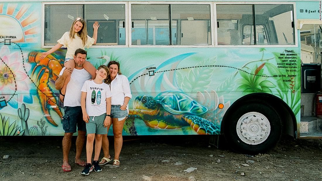 This family of four are driving around Asia in a bus