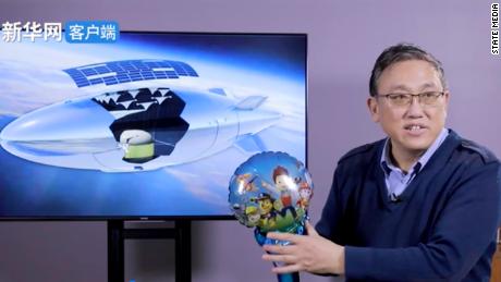 Cheng Wanmin, an expert at the National University of Defense Technology, discusses the development of lighter-than-air vehicles in a video segment run by state news agency Xinhua in 2021. 