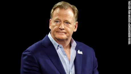 NFL Commissioner Roger Goodell during a news conference ahead of the Super Bowl 57.