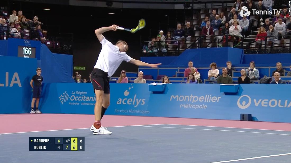 Tennis player Alexander Bublik smashes three rackets during loss