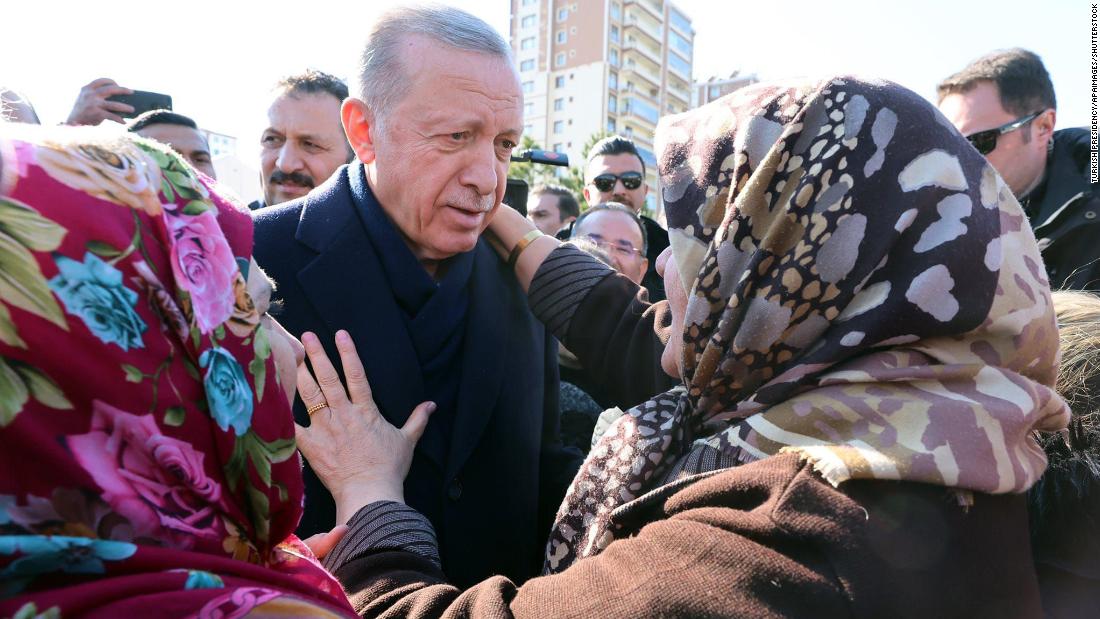 Turkish President Recep Tayyip Erdogan meets with residents in Diyarbakir, Turkey, on February 11.