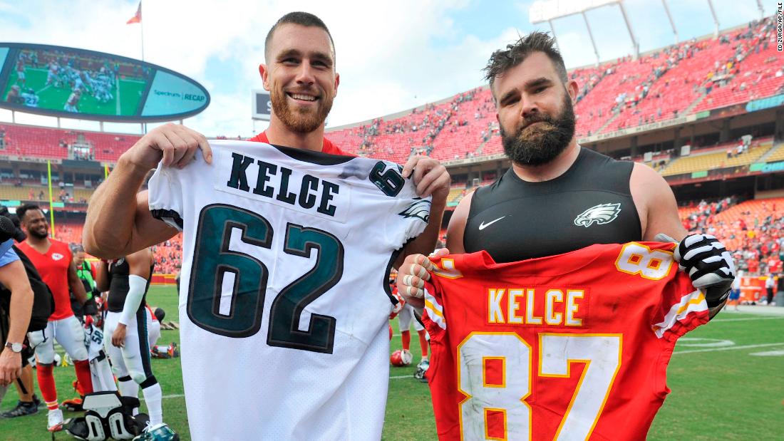 Kelce brothers embrace shared moment on Super Bowl stage from opposing  sides - The Japan Times