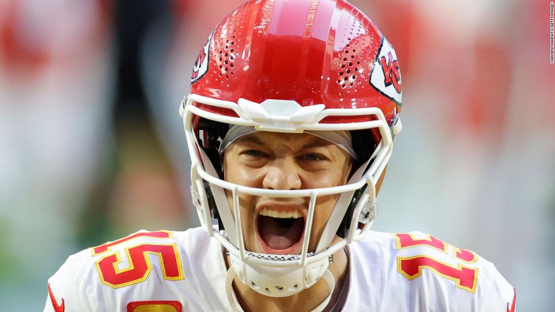 Mahomes gets fired up before the game.