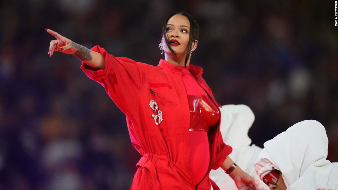 Pregnant Rihanna wows Super Bowl in allred ensemble CNN Style