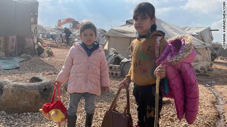 Children roam the rubble after last week's devastating earthquake in Syria. 