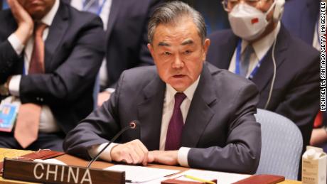 China&#39;s then-Foreign Minister Wang Yi speaks during a United Nations Security Council meeting on September 22, 2022 in New York City. 