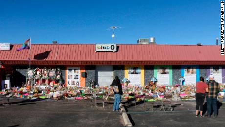 A memorial for victims of the November 19 shooting at Club Q in Colorado Springs, Colorado, is seen once week after the violence. 