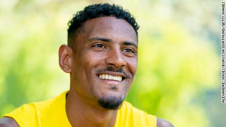 Haller during an interview at the Borussia Dortmund training camp on July 17, 2022, in Switzerland. 
