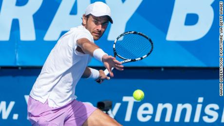 Matija Pecotic competes in the qualifying rounds of the Delray Beach Open in Florida.