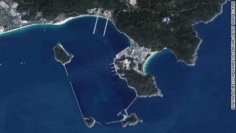 Satellite imagery of the Yulin Naval Base of the People&#39;s Liberation Army Navy along the southern coast of Hainan island.