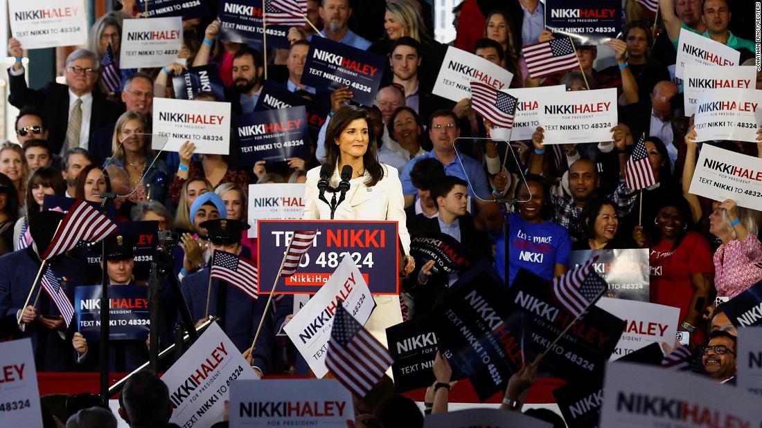 Haley speaks in Charleston, South Carolina, in February 2023, a day after announcing her presidential run. She touted her record in government and &lt;a href=&quot;https://www.cnn.com/2023/02/15/politics/nikki-haley-2024-charleston/index.html&quot; target=&quot;_blank&quot;&gt;laid out her vision&lt;/a&gt; for what she described as a &quot;strong America, full of opportunity that lifts up everyone, not just a select few.&quot;