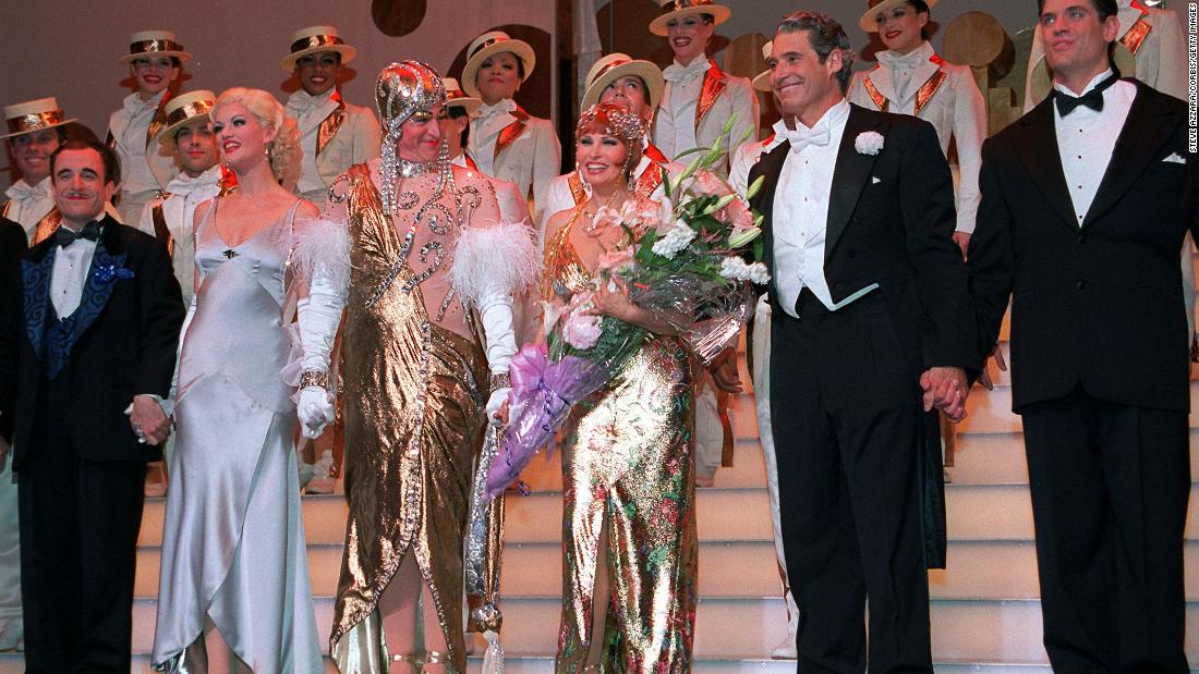 Welch holds a bouquet on the opening night of the Broadway musical &quot;Victor/Victoria&quot; in 1997.