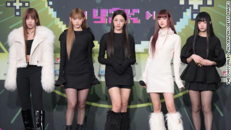 Among the groups HYBE manages are BTS and girl group NewJeans, seen here at a festival in December in Seoul. 
