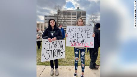 Protesters rally for gun reform at the Michigan Capitol in Lansing on Thursday, three days after the shooting. 