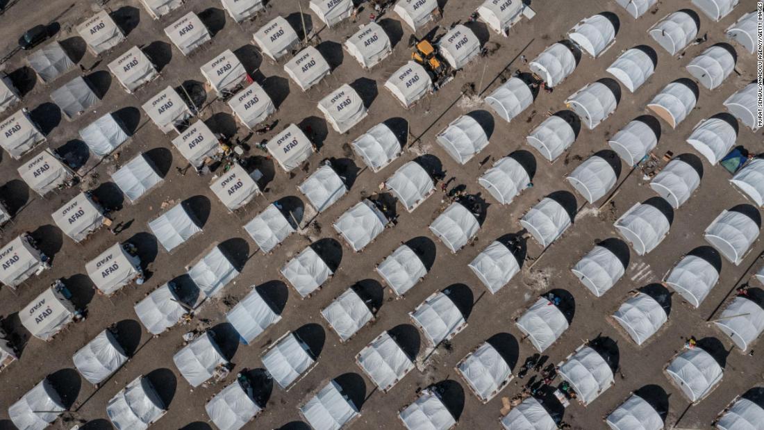 Tent city set up in Hatay, Turkey by the coordination of Disaster and Emergency Management Authority (AFAD) of Turkey on February 18.