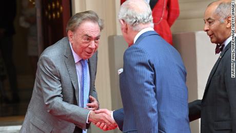 Andrew Lloyd Webber greets Charles at The Prince&#39;s Trust Awards 2022 in London.