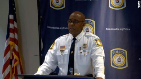 Columbus Police Chief Freddie Blackmon speaks at a news conference on Saturday. 