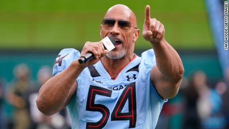 XFL owner Dwayne Johnson delivered a speech on the field before the season kicked off.