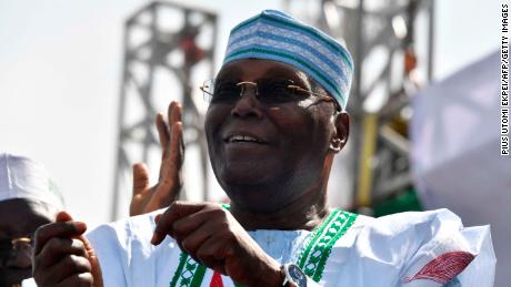 Candidate of the opposition Peoples Democratic Party (PDP) Atiku Abubakar during a campaign rally in Kano, northwest Nigeria. 