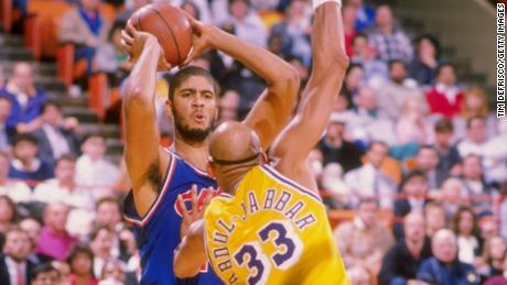 Daugherty, seen here playing against NBA great Kareem Abdul-Jabbar, used to play for the Cleveland Cavaliers in the 80s and 90s.