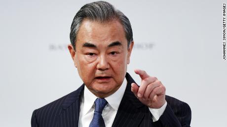 China&#39;s top diplomat Wang Yi speaks during the 2023 Munich Security Conference (MSC) on February 18 in Munich, Germany. 