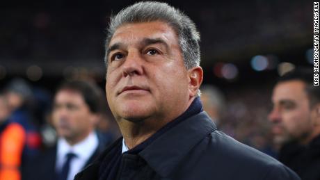 Laporta looks on prior to the LaLiga match between Barça and Getafe on January 22.
