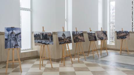 An exhibition of pictures is seen in a hall in the Church of St. Andrew.