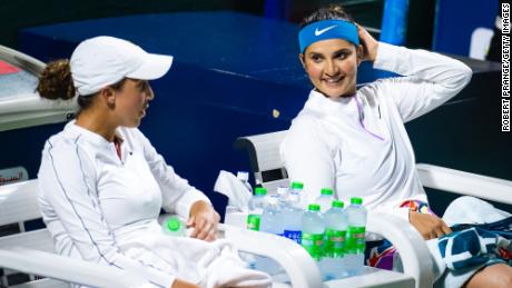 Sania Mirza (R) played her last-ever career match on at the Dubai Duty Free Tennis tournament on Tuesday.