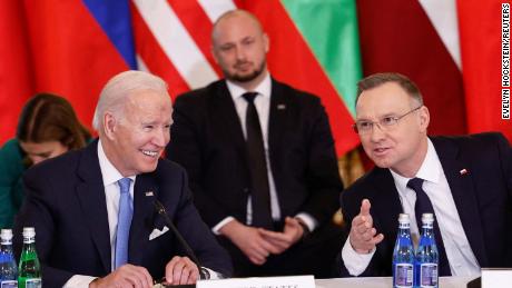 The move to send jets by Poland&#39;s President Andrzej Duda, seen last month with US President Joe Biden, could put pressure on other NATO allies to do the same.