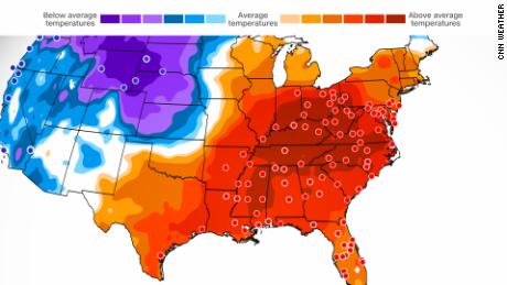 Record highs across the South, Midwest and Mid-Atlantic could topple on Thursday as well above-average temperatures push north.