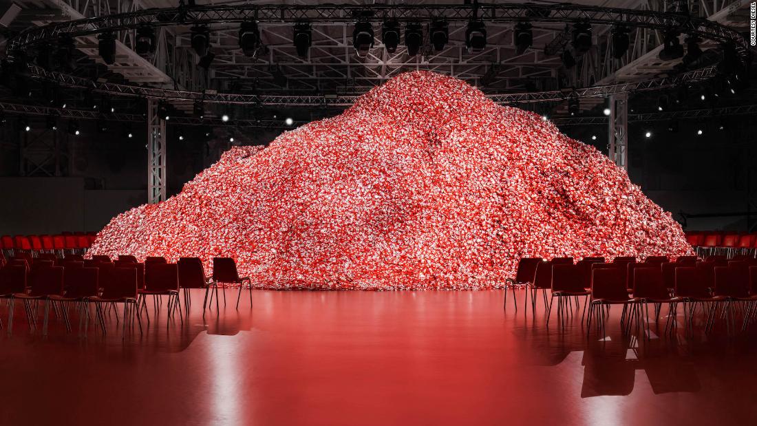 Diesel opens fashion show against a backdrop of 200,000 condoms