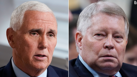 Former Vice President Mike Pence, left, and conservative attorney J. Michael Luttig.