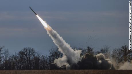 Mandatory Credit: Photo by HANNIBAL HANSCHKE/EPA-EFE/Shutterstock (13609776t)
A High Mobility Artillery Rocket System (HIMARS) of Ukrainian army fires close to the frontline at the northern Kherson region, Ukraine, 05 November 2022 (issued 07 November 2022). Russian troops on 24 February entered Ukrainian territory, starting a conflict that has provoked destruction and a humanitarian crisis.
Russian invasion of Ukraine, Kherson Region - 05 Nov 2022