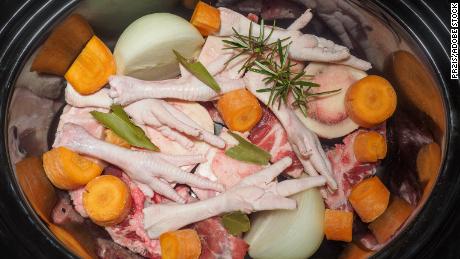 Chicken feet can be among the tasty bone broth ingredients, providing a great source of collagen.
