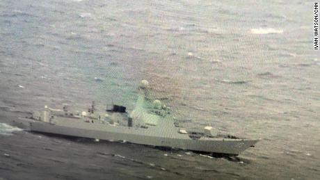A picture of the Chinese People&#39;s Liberation Army Navy destroyer Changsha as seen on the computer screens of a US Navy P-8A reconnaissance jet over the South China Sea on Friday. 