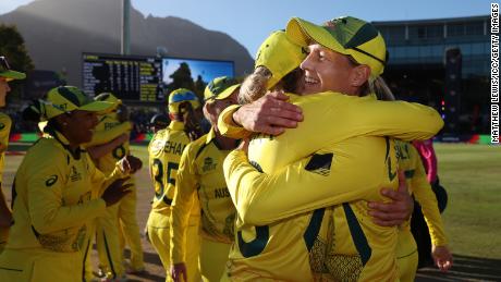 Australia celebrates after winning the Women&#39;s T20 World Cup.