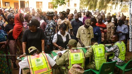 Voters wait in the queue in Abuja